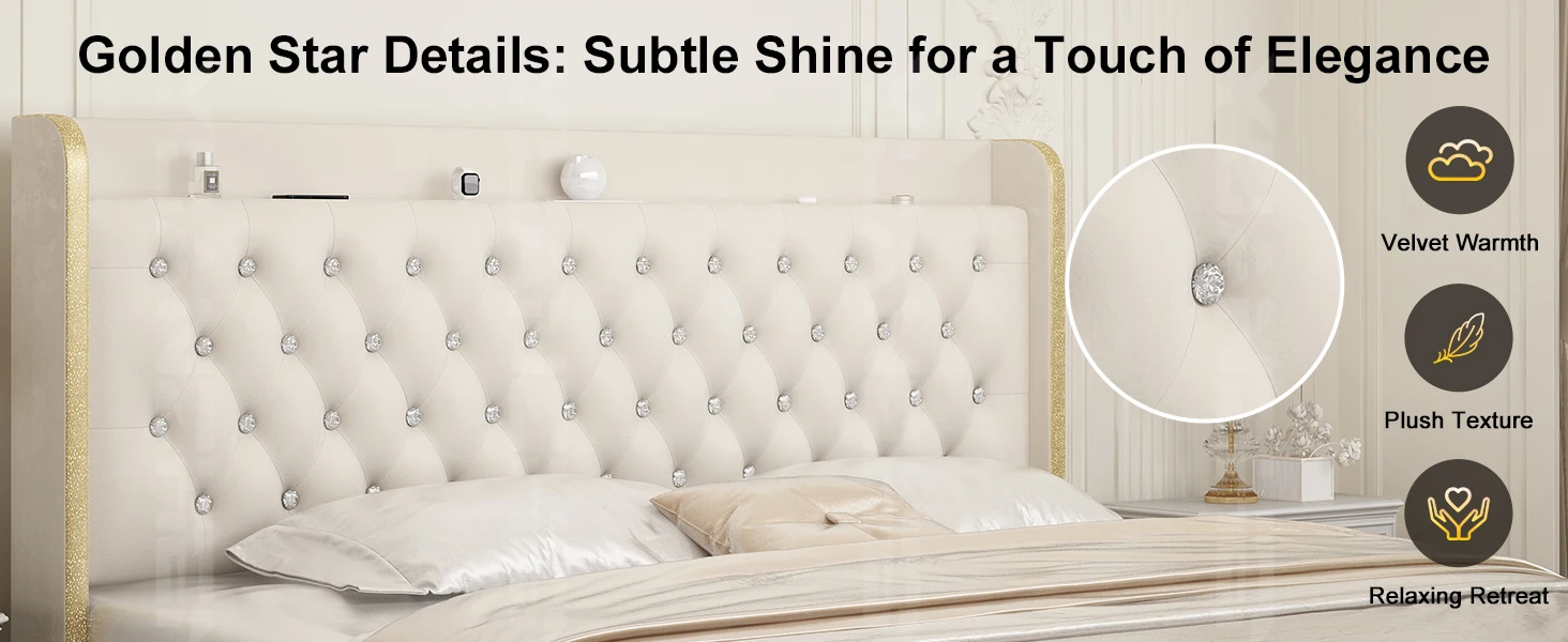 Queen LED Bed Frame with Galaxy Projector