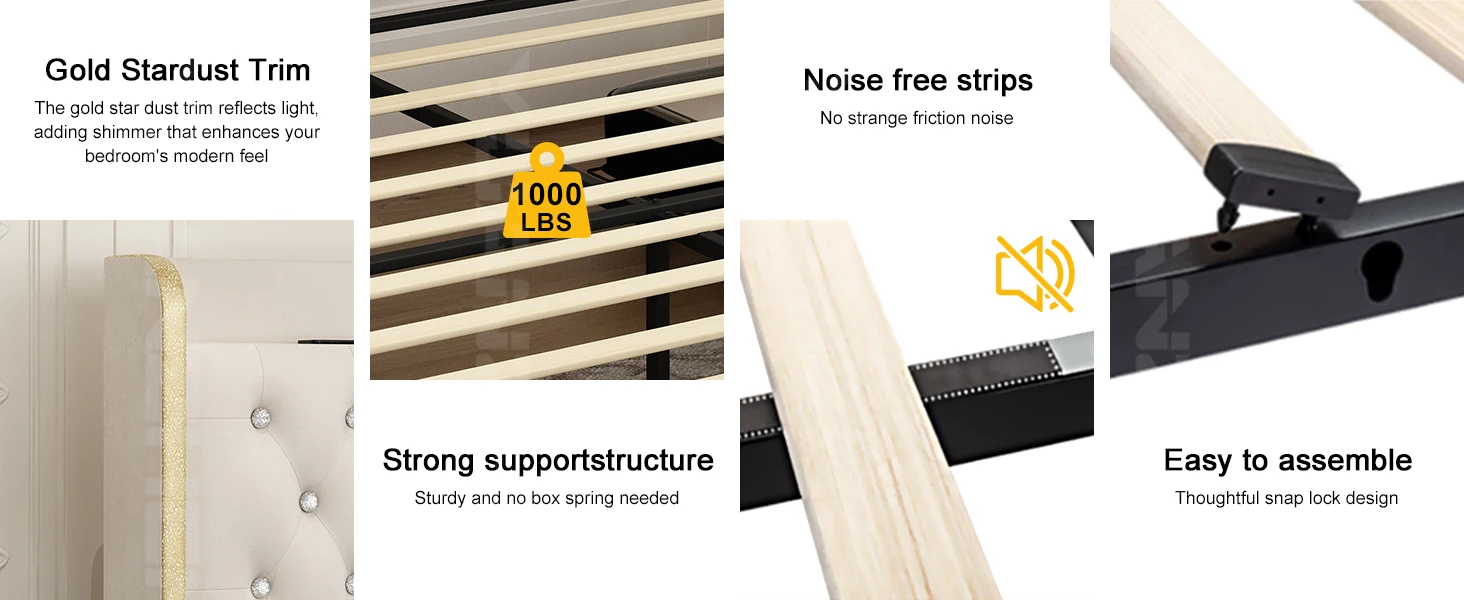 Queen LED Bed Frame with Galaxy Projector