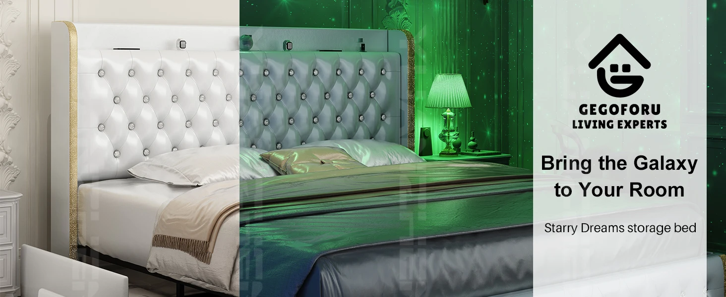 Queen LED Bed Frame with Galaxy Projector