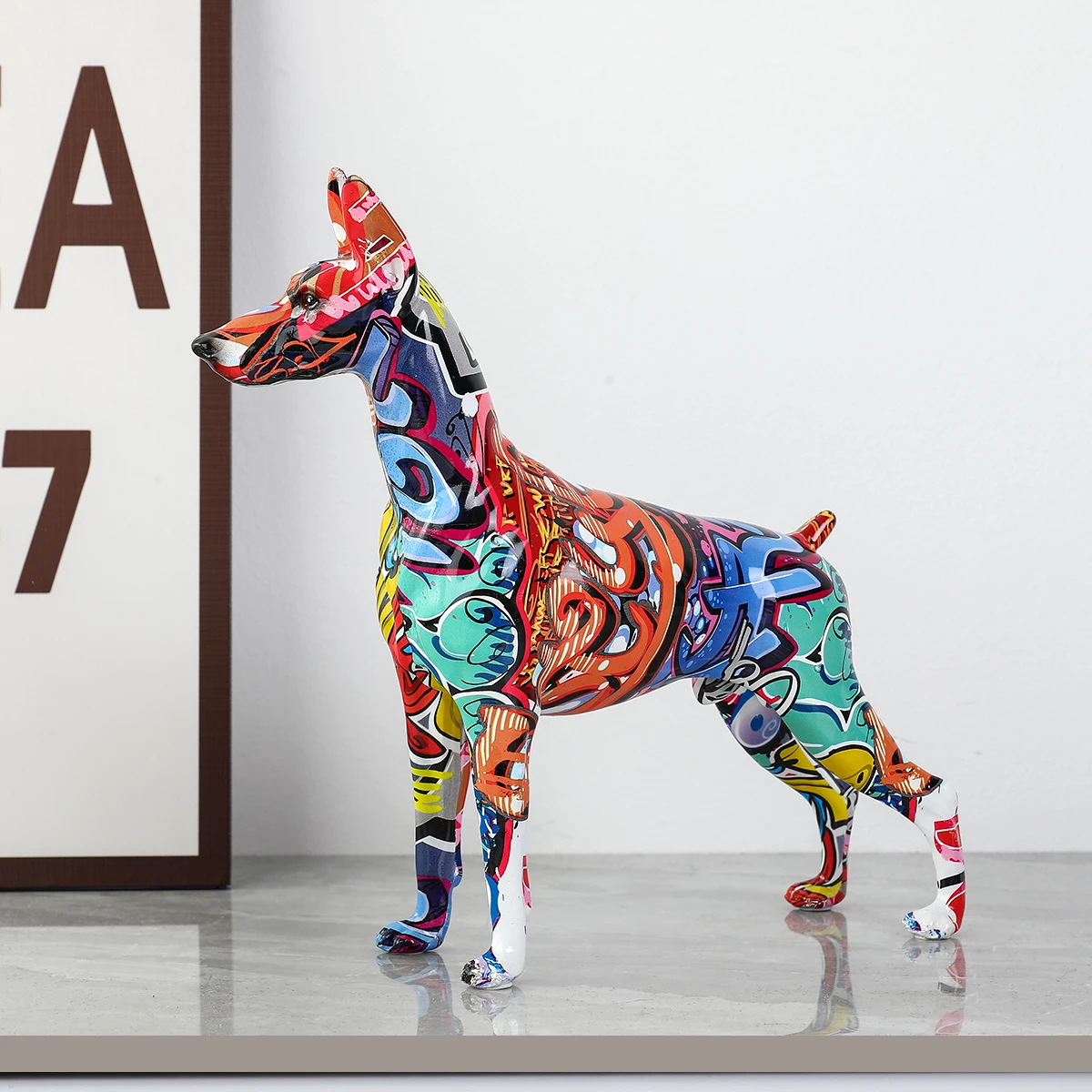 Simple Creative Painted Graffiti Color Doberman Dog Statue FIGURINES & MINIATURES Color : A023 Bw|A023 Fl|A023 RB|A023 Bl|A023 Pink|A023 Bu|A023 RA Simple Creative Painted Graffiti Color Doberman Dog Statue FIGURINES & MINIATURES Color : A023 Bw|A023 Fl|A023 RB|A023 Bl|A023 Pink|A023 Bu|A023 RA