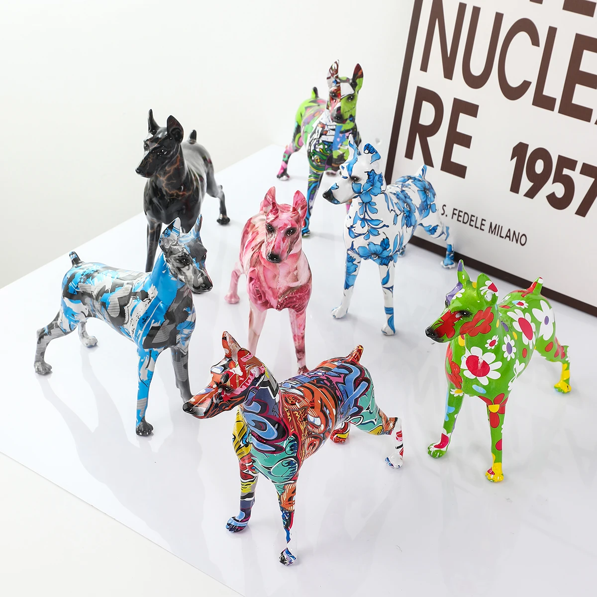 Simple Creative Painted Graffiti Color Doberman Dog Statue FIGURINES & MINIATURES Color : A023 Bw|A023 Fl|A023 RB|A023 Bl|A023 Pink|A023 Bu|A023 RA Simple Creative Painted Graffiti Color Doberman Dog Statue FIGURINES & MINIATURES Color : A023 Bw|A023 Fl|A023 RB|A023 Bl|A023 Pink|A023 Bu|A023 RA