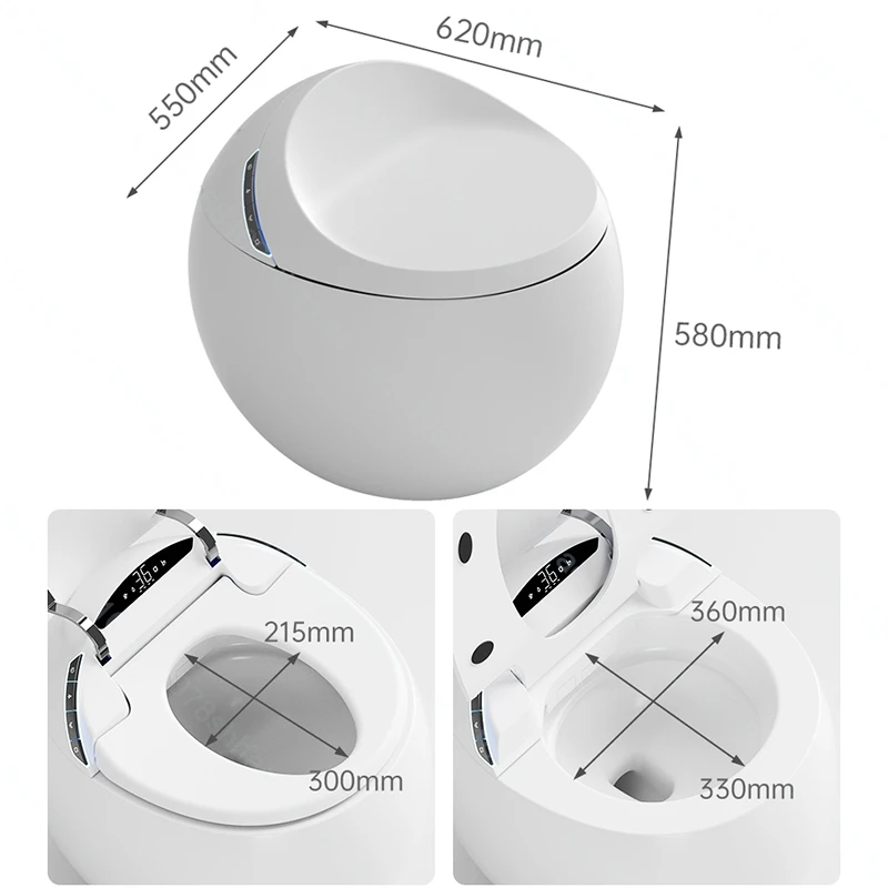 Smart Toilet Bidet with Auto Flush Heated Seat Warm Water Sprayer