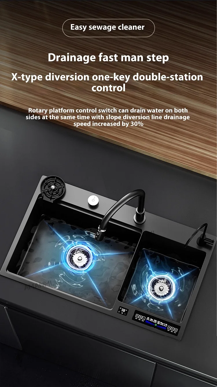 Stainless Steel Kitchen Sink Multifunctional Smart Double slot Purification Sterilized Fruit Stainless Steel Kitchen Sink Multifunctional Smart Double slot Purification Sterilized Fruit