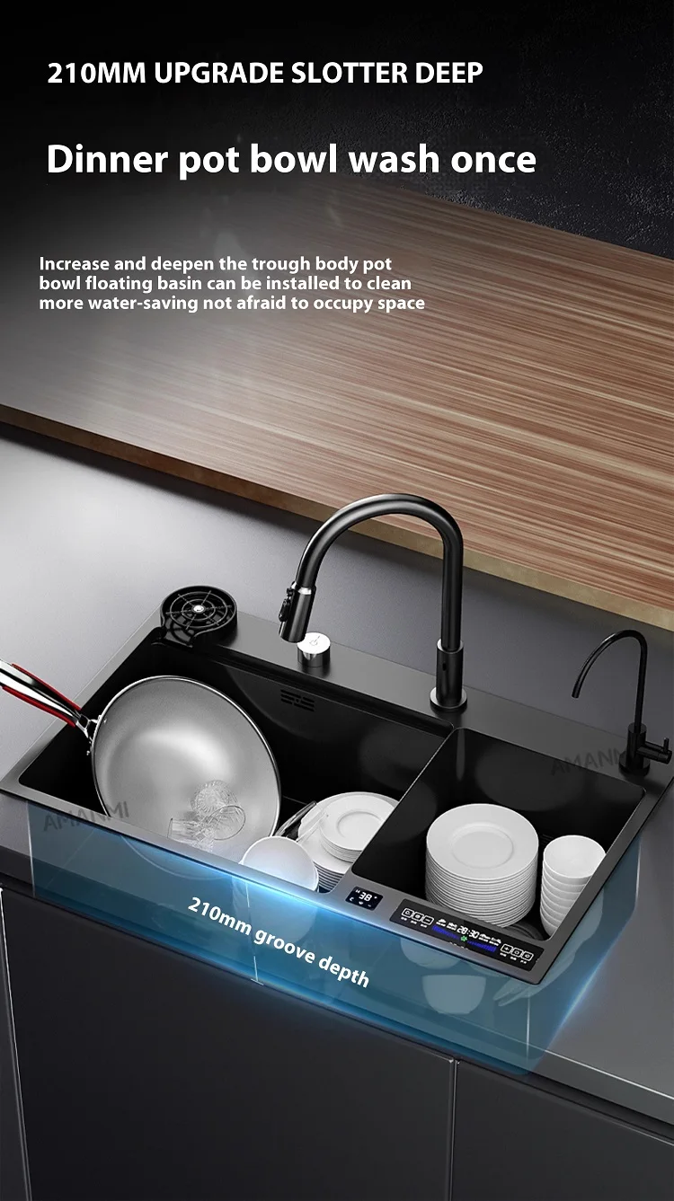 Stainless Steel Kitchen Sink Multifunctional Smart Double slot Purification Sterilized Fruit Stainless Steel Kitchen Sink Multifunctional Smart Double slot Purification Sterilized Fruit