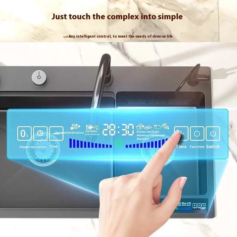 Stainless Steel Kitchen Sink Multifunctional Smart Double slot Purification Sterilized Fruit KITCHEN & DINNING Color : SE7847-T1|SE7847-T3|SE7847-T2|SE7847-T4 Stainless Steel Kitchen Sink Multifunctional Smart Double slot Purification Sterilized Fruit KITCHEN & DINNING Color : SE7847-T1|SE7847-T3|SE7847-T2|SE7847-T4