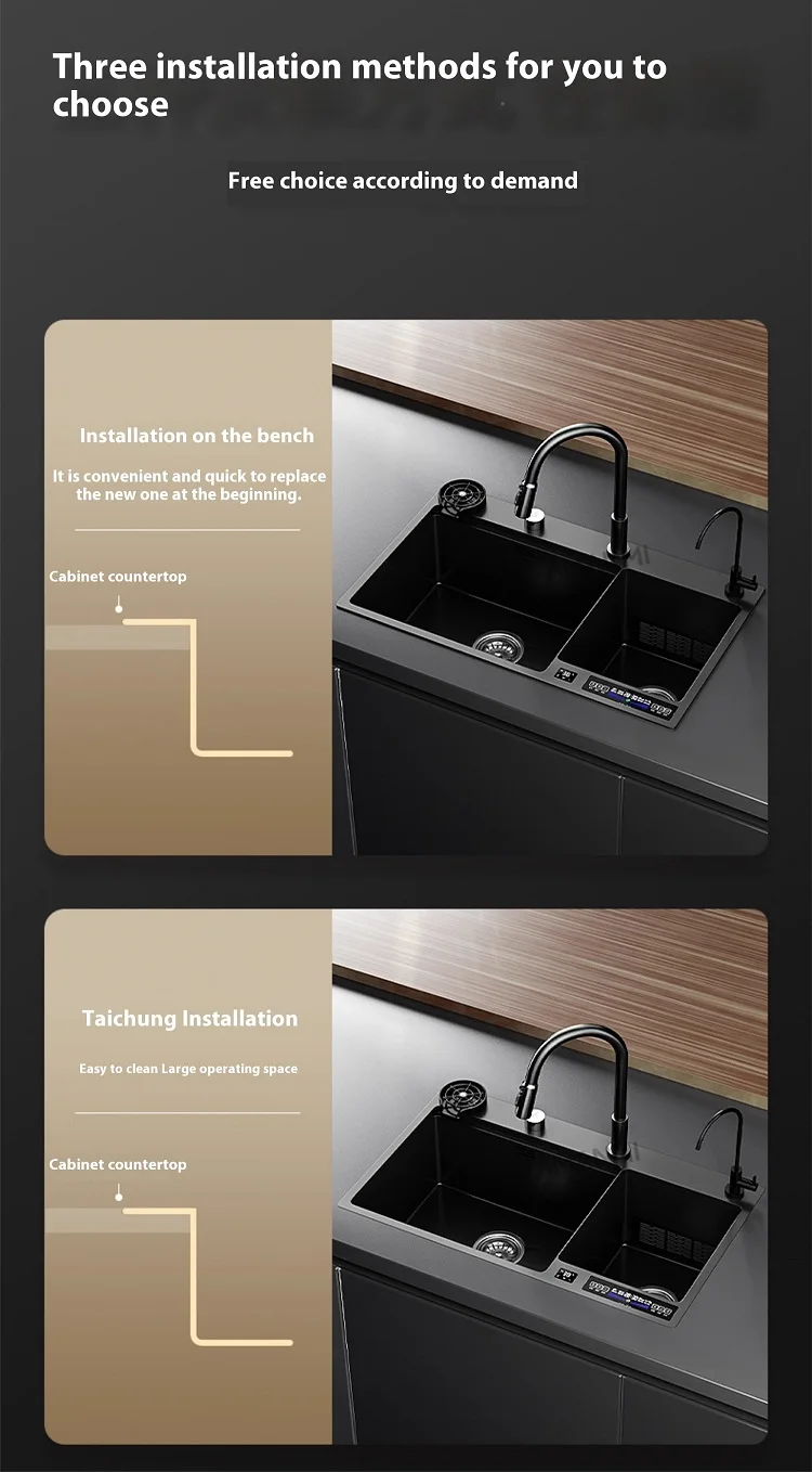 Stainless Steel Kitchen Sink Multifunctional Smart Double slot Purification Sterilized Fruit Stainless Steel Kitchen Sink Multifunctional Smart Double slot Purification Sterilized Fruit