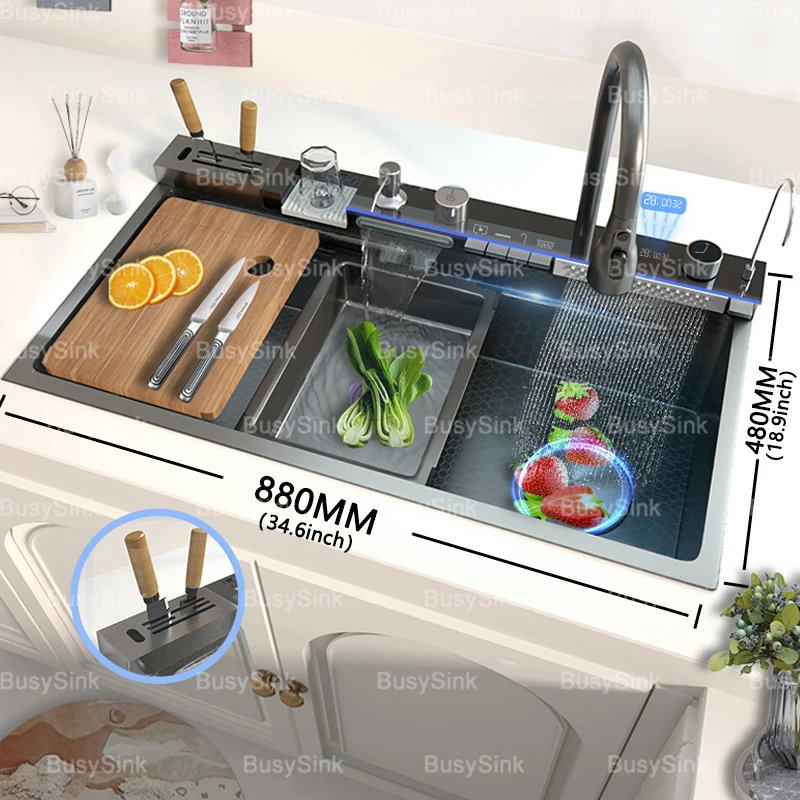 Stainless Steel Kitchen Sink Waterfall Wash Vegetables Basin Intelligent Digital Display KITCHEN & DINNING Color : 100X50CM-KX-Right|100X50CM-KY-Left|68x46CM-FM-Right|80x45CM-FM-Silver|100X50CM-KX-Golden|68x45CM-FM-Silver|75x45CM-FM-Silver|100X50CM-KX-Silver|100x46CM-KZ-Right|80x46CM-FM-Right|75x46CM-FM-Right|88X48CM-KI-Left|88X48CM-KH-Right Stainless Steel Kitchen Sink Waterfall Wash Vegetables Basin Intelligent Digital Display KITCHEN & DINNING Color : 100X50CM-KX-Right|100X50CM-KY-Left|68x46CM-FM-Right|80x45CM-FM-Silver|100X50CM-KX-Golden|68x45CM-FM-Silver|75x45CM-FM-Silver|100X50CM-KX-Silver|100x46CM-KZ-Right|80x46CM-FM-Right|75x46CM-FM-Right|88X48CM-KI-Left|88X48CM-KH-Right