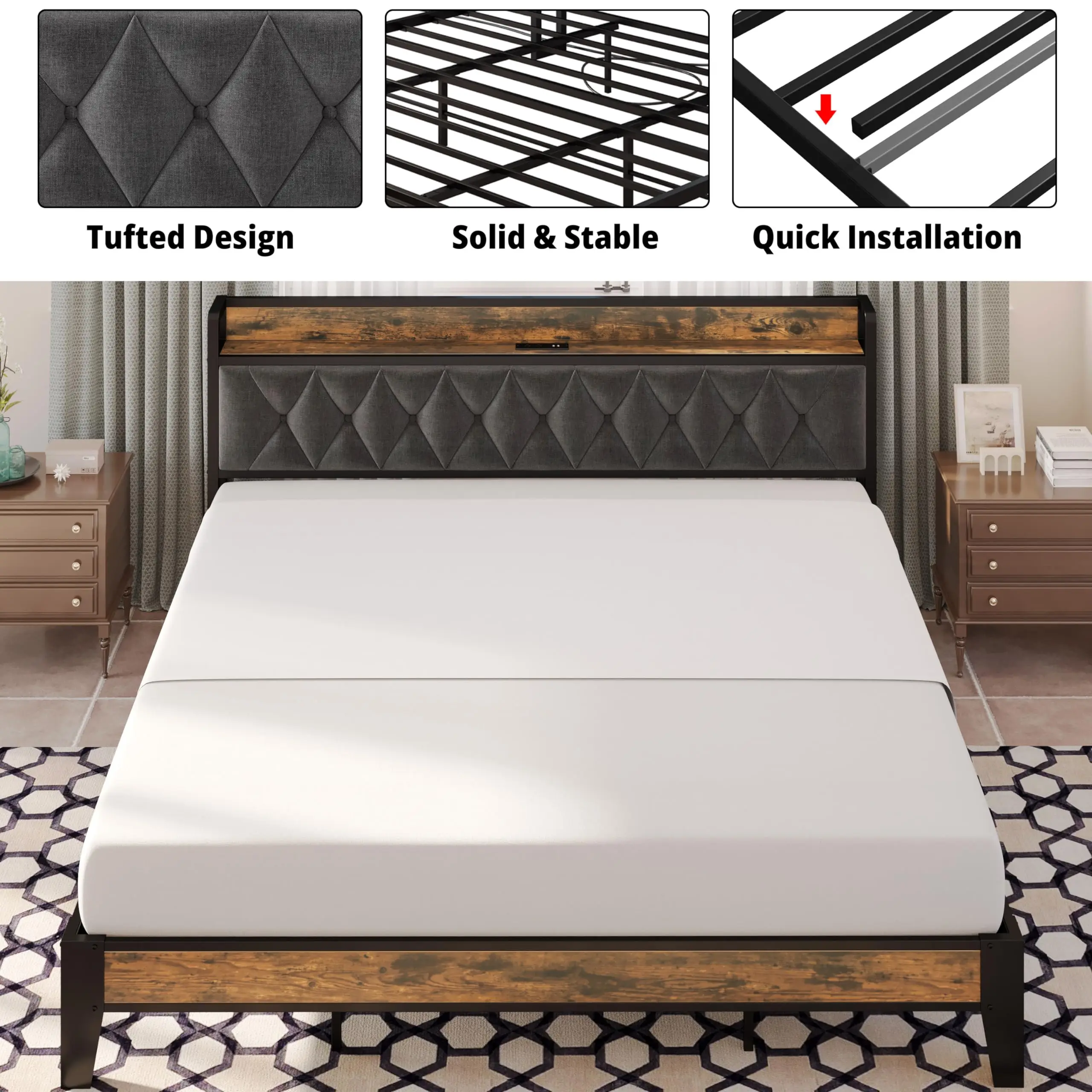 Twin/TwinXL/Full/Queen/King/CaliforniaKing Bed Frames MODERN FURNITURES Size : Queen|Full|TwinXL|Twin|King|CaliforniaKing Twin/TwinXL/Full/Queen/King/CaliforniaKing Bed Frames MODERN FURNITURES Size : Queen|Full|TwinXL|Twin|King|CaliforniaKing