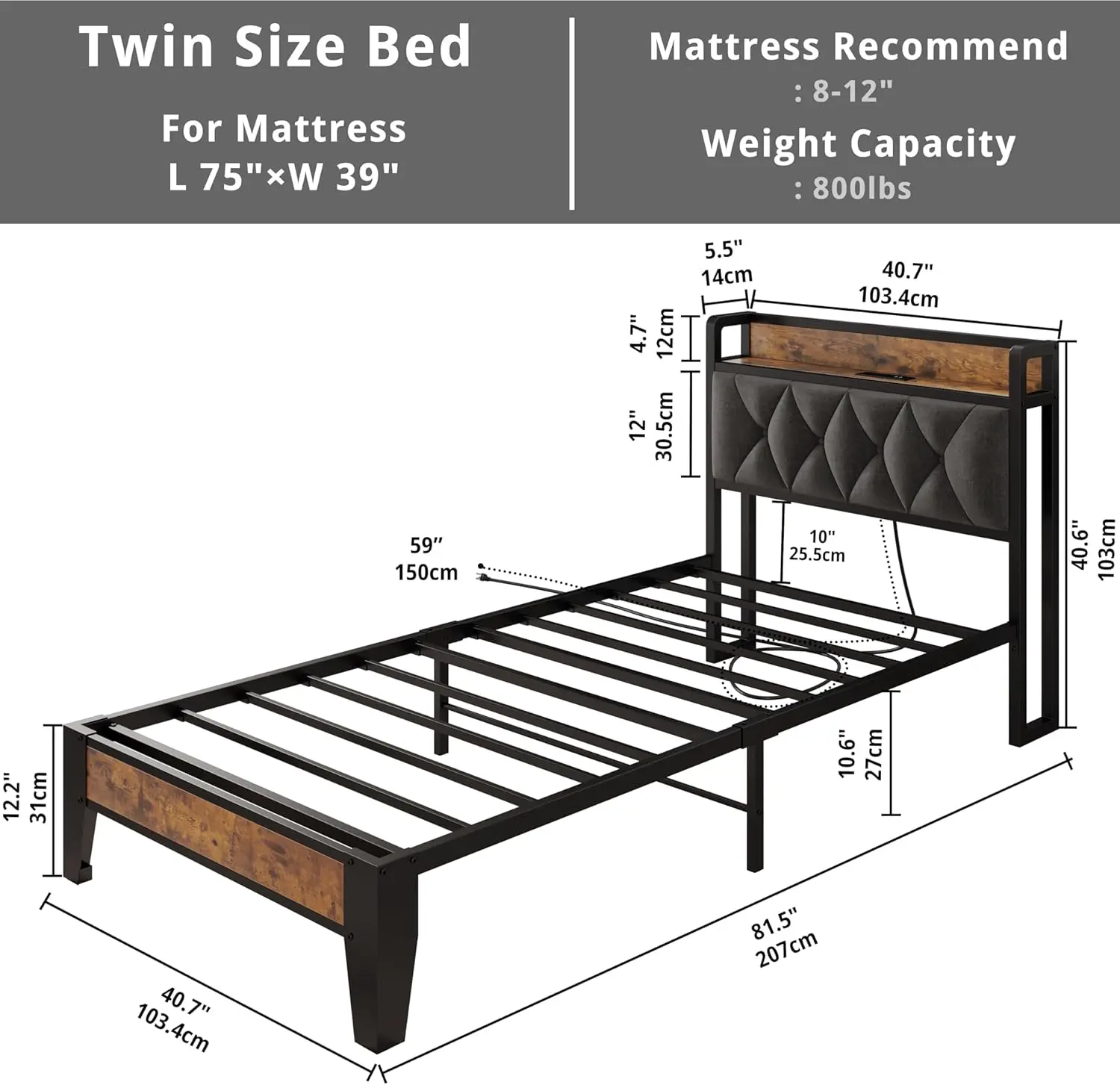 Twin/TwinXL/Full/Queen/King/CaliforniaKing Bed Frames