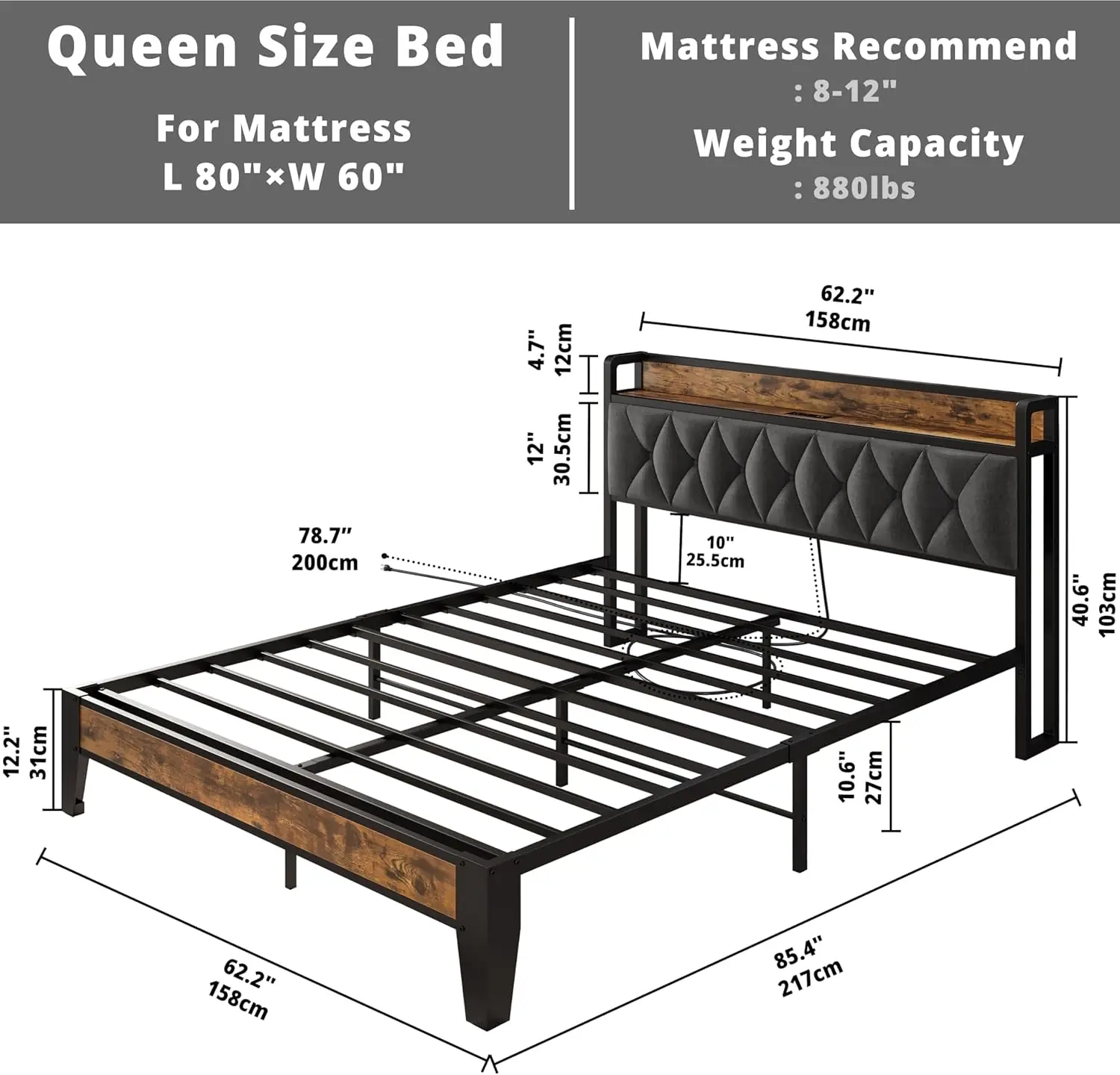Twin/TwinXL/Full/Queen/King/CaliforniaKing Bed Frames