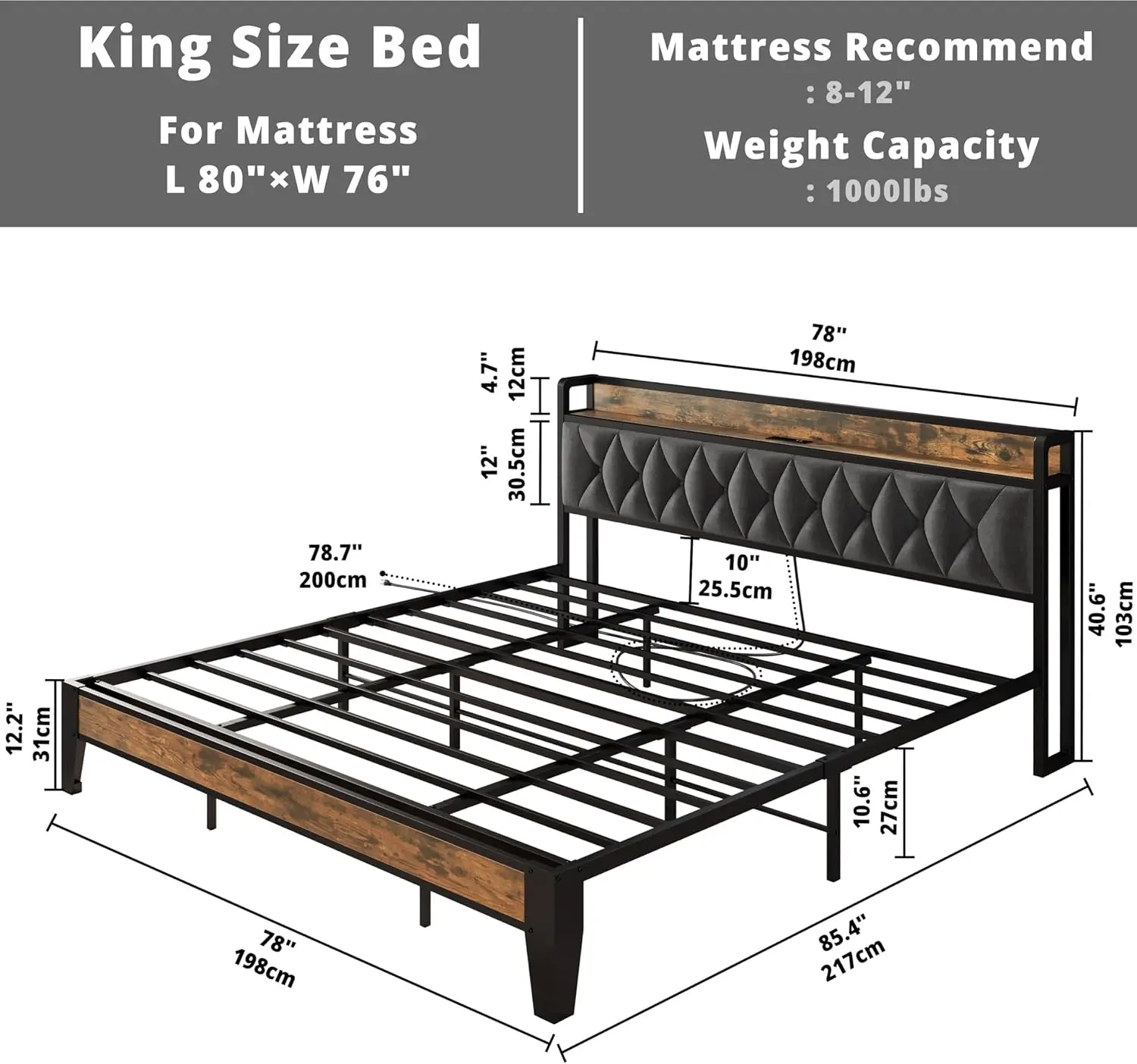 Twin/TwinXL/Full/Queen/King/CaliforniaKing Bed Frames