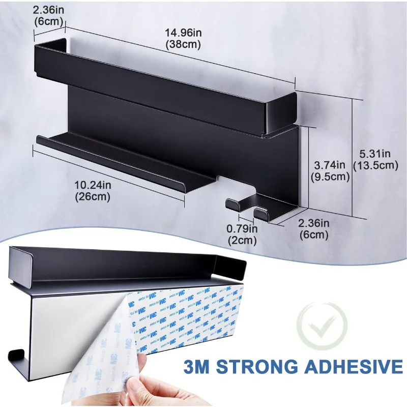 Wall Mounted Storage Rack for Curling Iron Blow Dryer Multi Function Holder