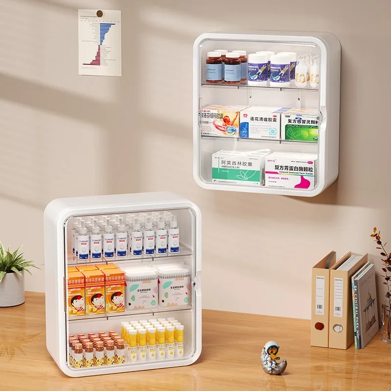 Wall hanging no punching family installation standing medical cabinet BATHROOM SHELVES Color : Cream White|4 floors transparent|4 floors White|White Wall hanging no punching family installation standing medical cabinet BATHROOM SHELVES Color : Cream White|4 floors transparent|4 floors White|White