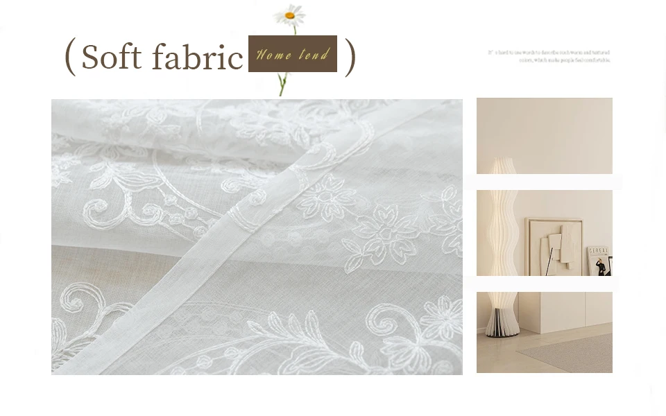 White Embroidered Tulle Curtains for Living Room White Embroidered Tulle Curtains for Living Room