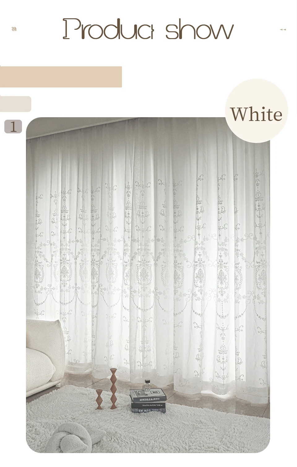 White Embroidered Tulle Curtains for Living Room White Embroidered Tulle Curtains for Living Room