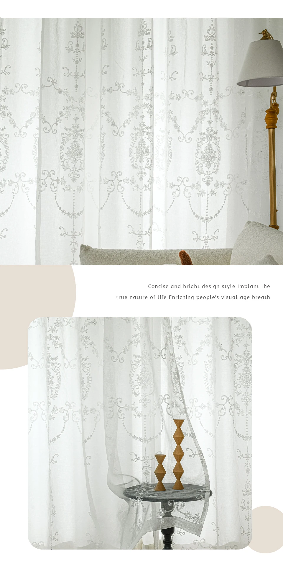 White Embroidered Tulle Curtains for Living Room White Embroidered Tulle Curtains for Living Room