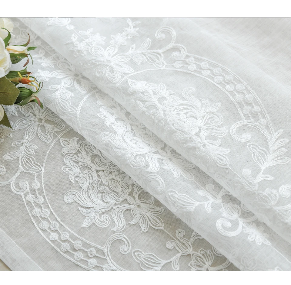 White Embroidered Tulle Curtains for Living Room White Embroidered Tulle Curtains for Living Room