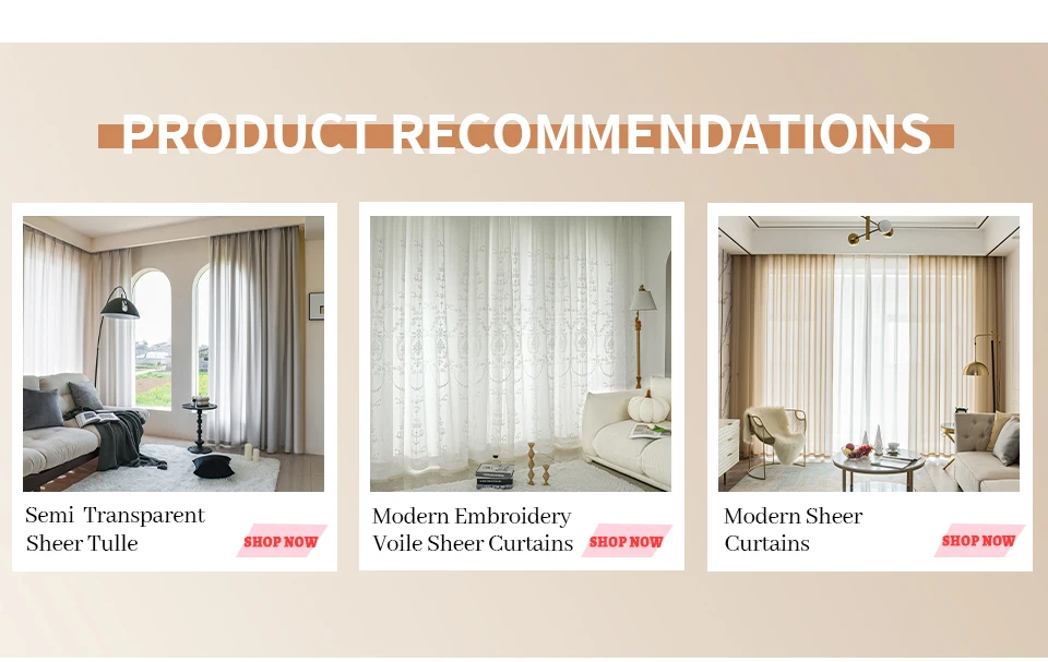 White Embroidered Tulle Curtains for Living Room