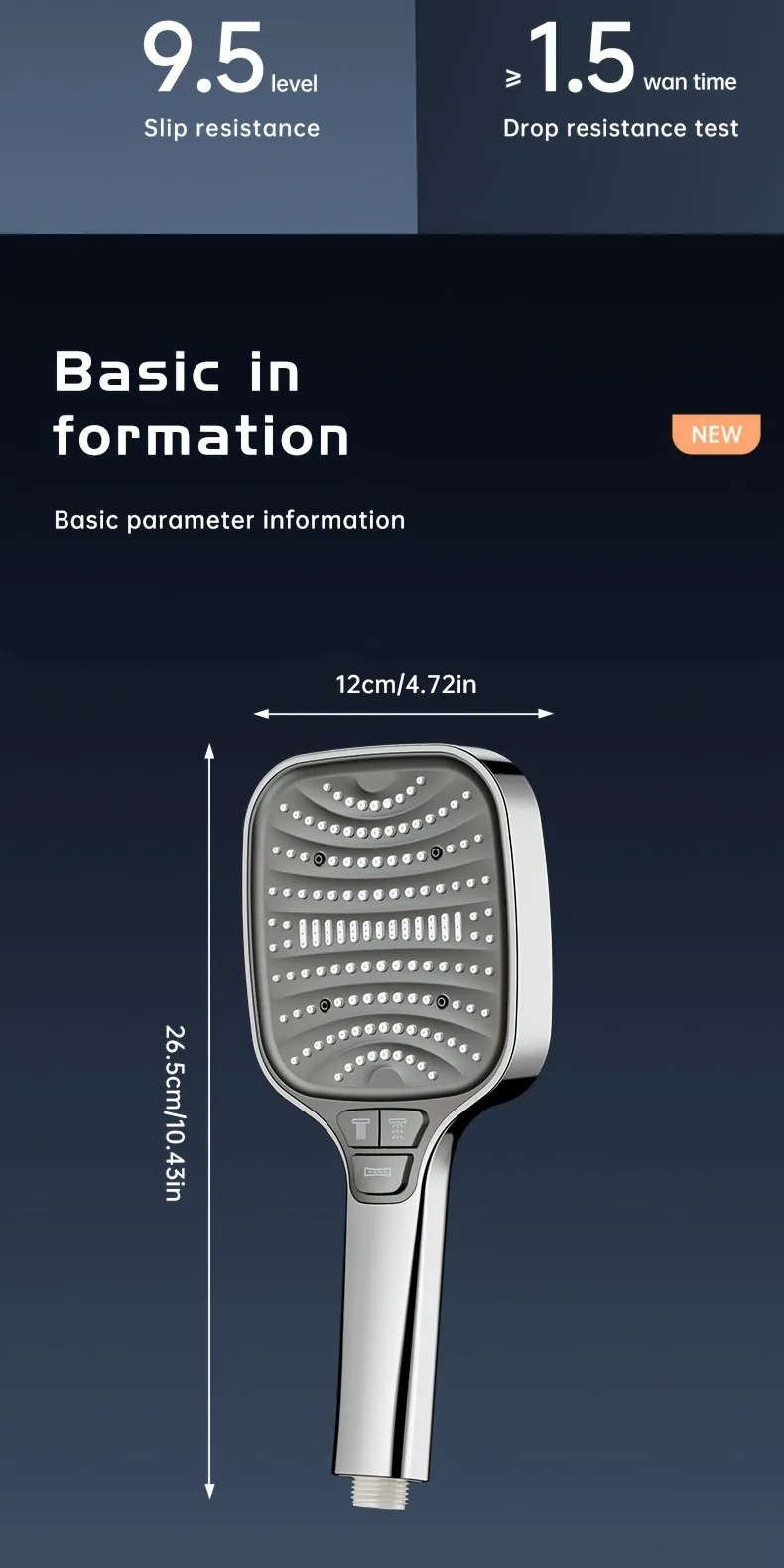 12cm Large Panel Shower Head with Filter