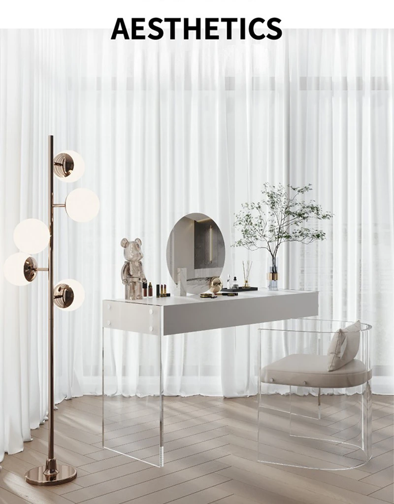 Acrylic Dressers Solid Wood Cabinet Bedroom Simple Design Modern Dressing Tables Makeup Stool With Mirror Minimalist Furniture