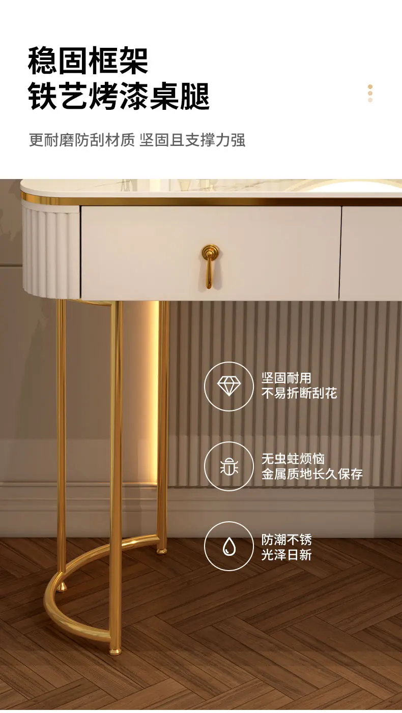 French Beauty Vanity Table Luxury With Light Mirror Trendy Aesthetic Vanity Table With Chair Kawaii Meuble Coiffeuse Furniture