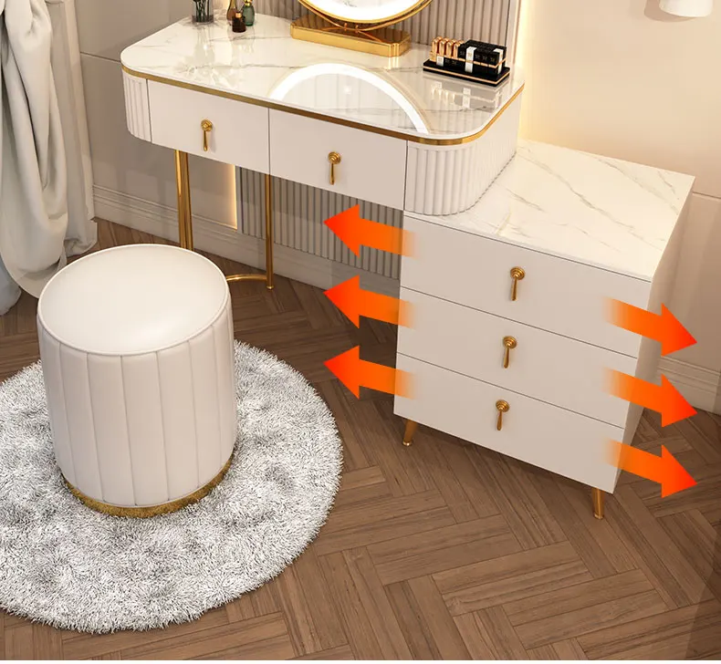 French Beauty Vanity Table Luxury With Light Mirror Trendy Aesthetic Vanity Table With Chair Kawaii Meuble Coiffeuse Furniture