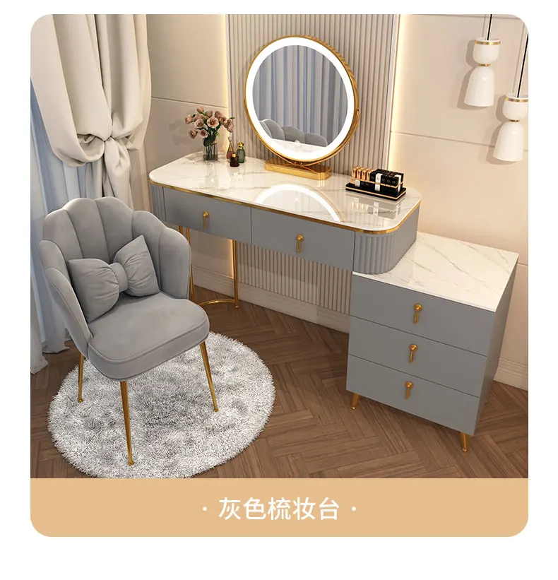 French Beauty Vanity Table Luxury With Light Mirror Trendy Aesthetic Vanity Table With Chair Kawaii Meuble Coiffeuse Furniture