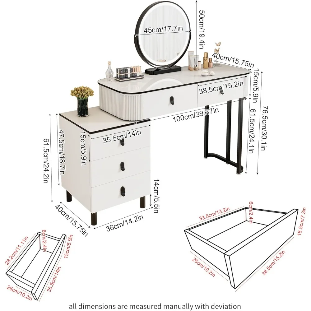 Small Makeup Vanity Desk with Mirror and LED Lights