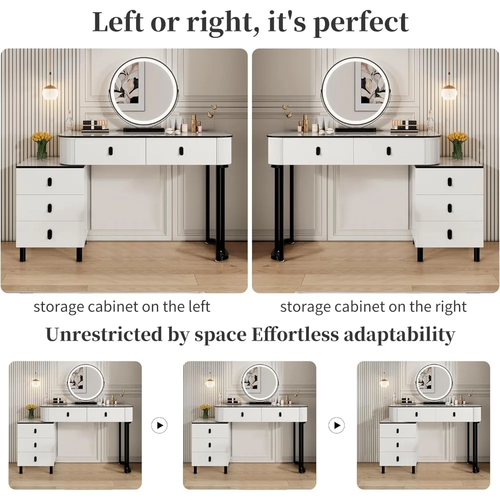 Small Makeup Vanity Desk with Mirror and LED Lights