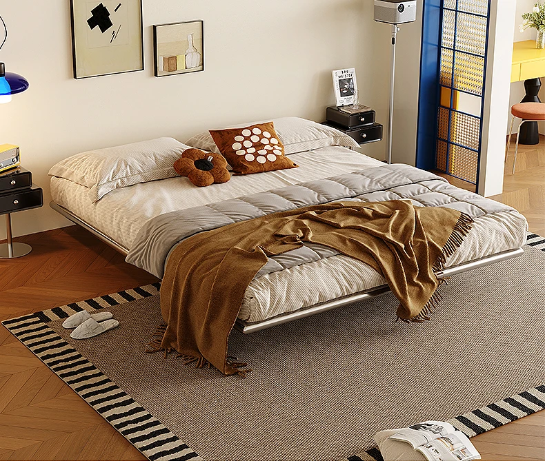 Italian Metal Beds 200×180cm Floating Designer Luxury Loft Double Bed Frames Cabinets Adults Cama Matrimonial Furniture Home Italian Metal Beds 200×180cm Floating Designer Luxury Loft Double Bed Frames Cabinets Adults Cama Matrimonial Furniture Home