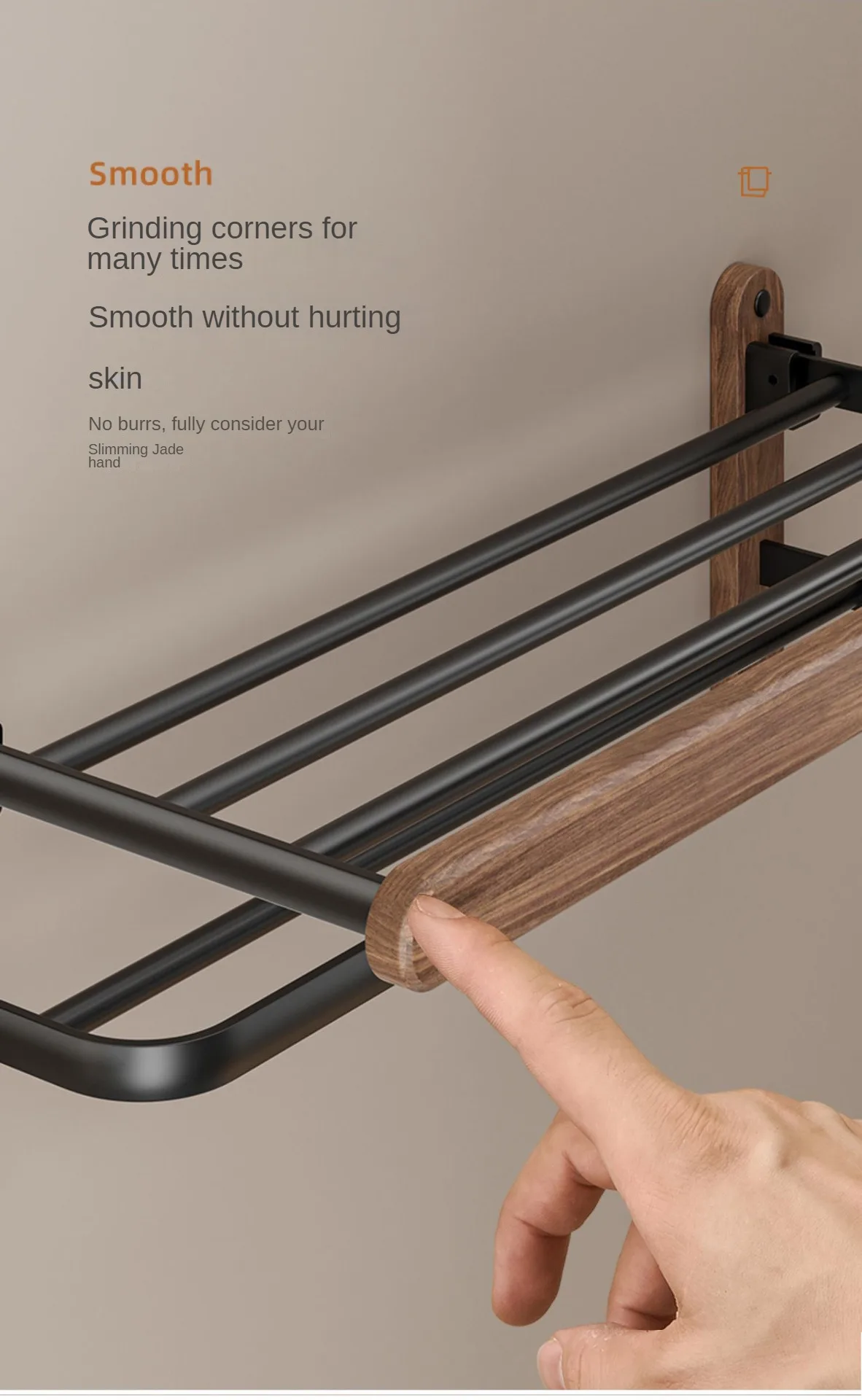 Walnut towel rack no punch bathroom shelf toilet wall mounted washroom storage organizer bath towel holder bathroom accessories