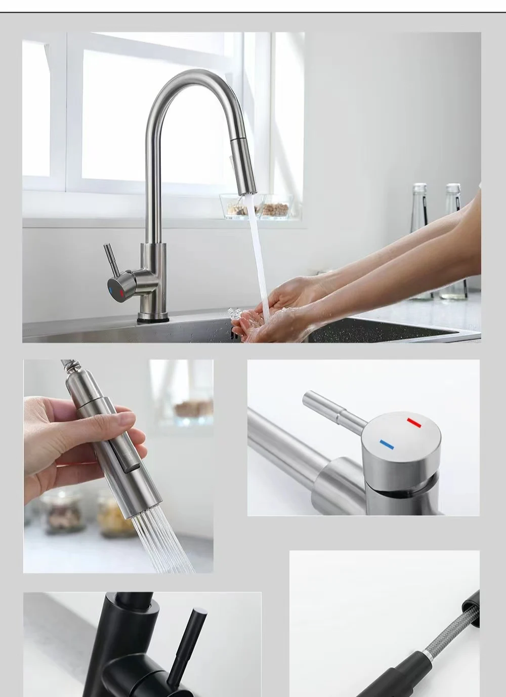 Touch Kitchen Faucet Pull Out Brushed Nickle Sensor Stainless Steel Black Smart Induction Mixed Tap Touch Control Sink Tap Touch Kitchen Faucet Pull Out Brushed Nickle Sensor Stainless Steel Black Smart Induction Mixed Tap Touch Control Sink Tap