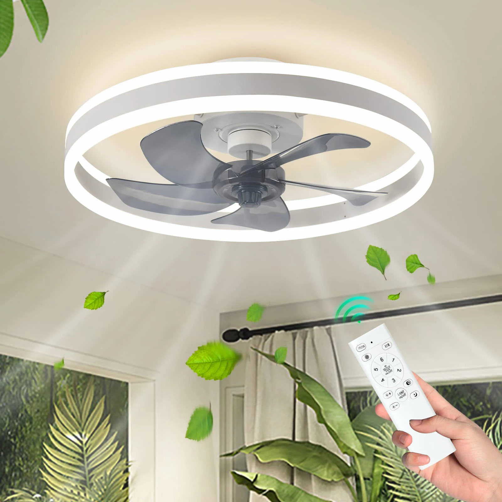 Silent & Stylish LED Ceiling Fan With Remote Control - 6-Speed, 60W Reversible Fan For Bedroom, Study, Restaurant, And More! Silent & Stylish LED Ceiling Fan With Remote Control - 6-Speed, 60W Reversible Fan For Bedroom, Study, Restaurant, And More!