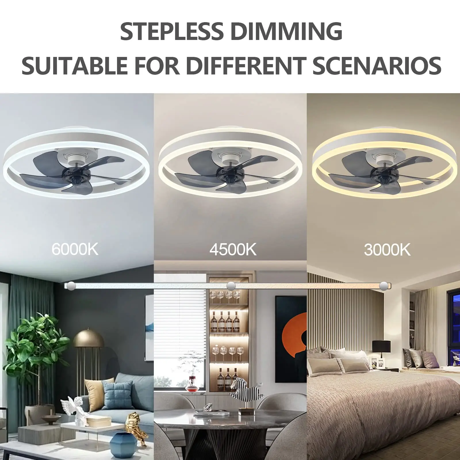 Silent & Stylish LED Ceiling Fan With Remote Control - 6-Speed, 60W Reversible Fan For Bedroom, Study, Restaurant, And More! Silent & Stylish LED Ceiling Fan With Remote Control - 6-Speed, 60W Reversible Fan For Bedroom, Study, Restaurant, And More!
