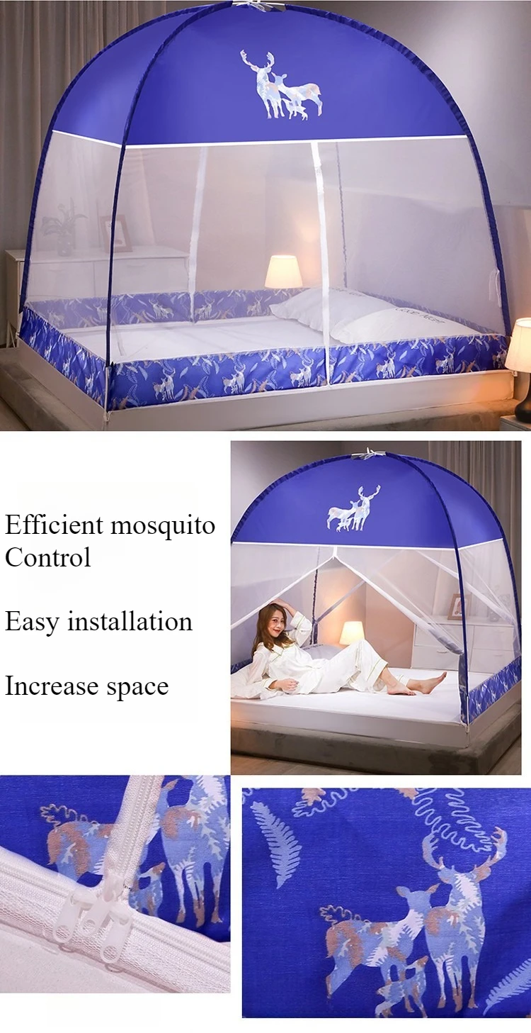 1PC Foldable Mosquito Net No Installation Required Pop Up Tent for Camping Bedroom Double Door Bed Canopy Malla Mosquitera 침대모기장