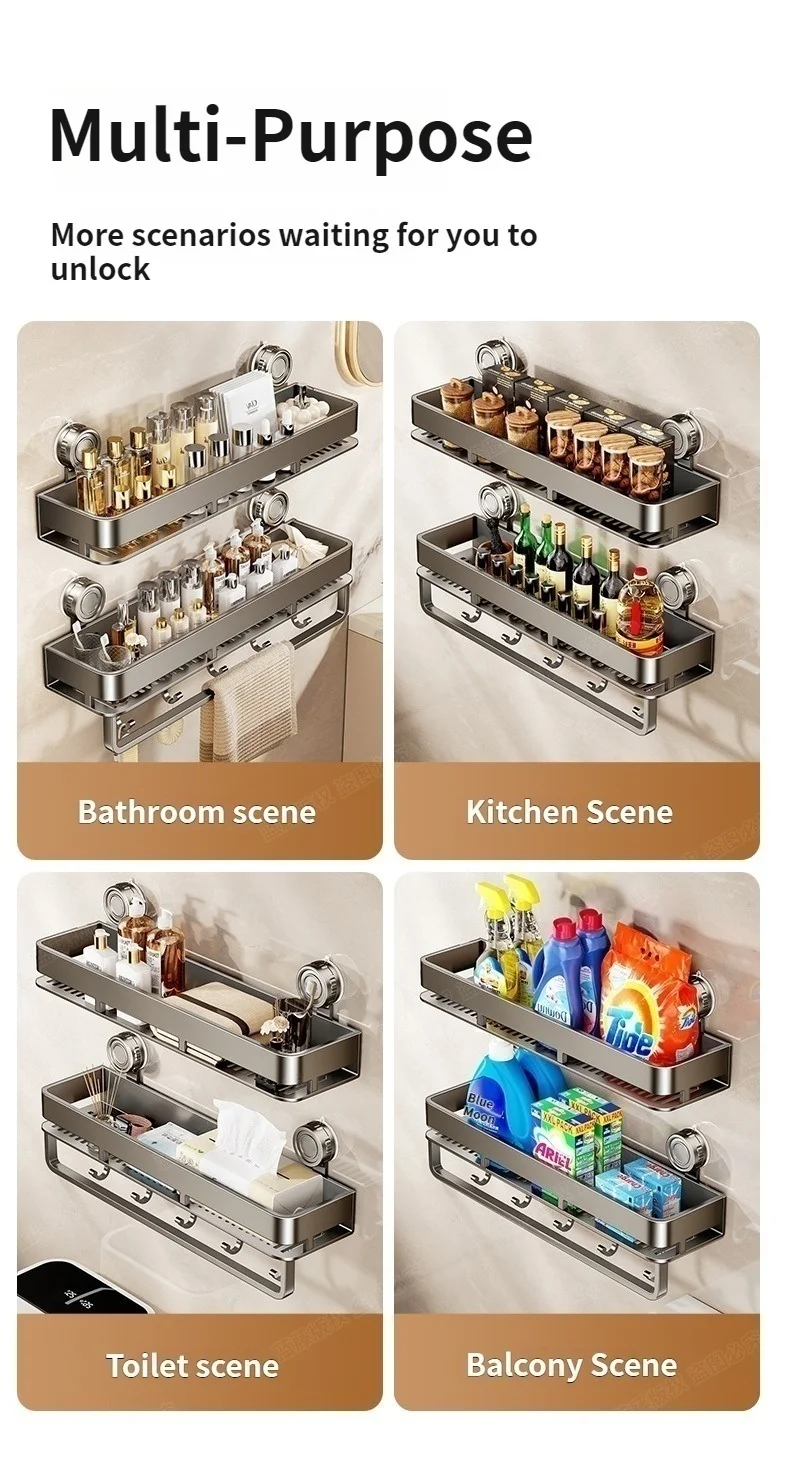Bathroom Suction Cup Storage Rack Shower Caddy Multi-Functional Towel Holder For Organizing And Drying Bathroom Suction Cup Storage Rack Shower Caddy Multi-Functional Towel Holder For Organizing And Drying