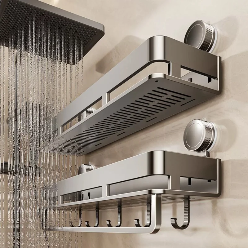 Bathroom Suction Cup Storage Rack Shower Caddy Multi-Functional Towel Holder For Organizing And Drying Bathroom Suction Cup Storage Rack Shower Caddy Multi-Functional Towel Holder For Organizing And Drying