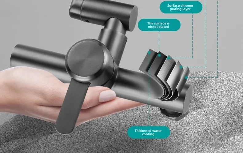 4 Mode Stainless Steel Wall Mounted Kitchen Faucet Bathroom Kitchen Sink Washbasins Cold Hot Water Mixer Tap 360 Degree
