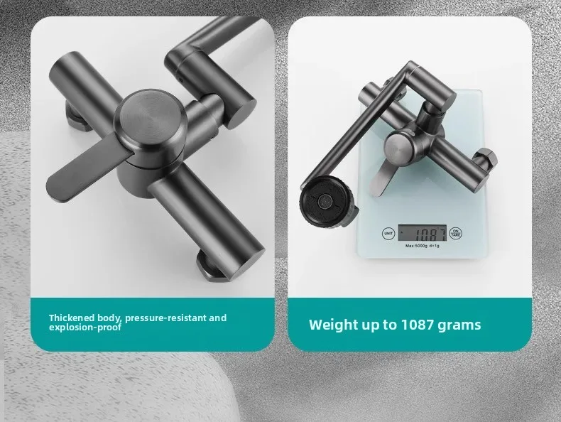 4 Mode Stainless Steel Wall Mounted Kitchen Faucet Bathroom Kitchen Sink Washbasins Cold Hot Water Mixer Tap 360 Degree