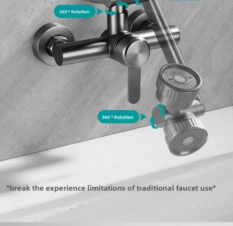 4 Mode Stainless Steel Wall Mounted Kitchen Faucet Bathroom Kitchen Sink Washbasins Cold Hot Water Mixer Tap 360 Degree