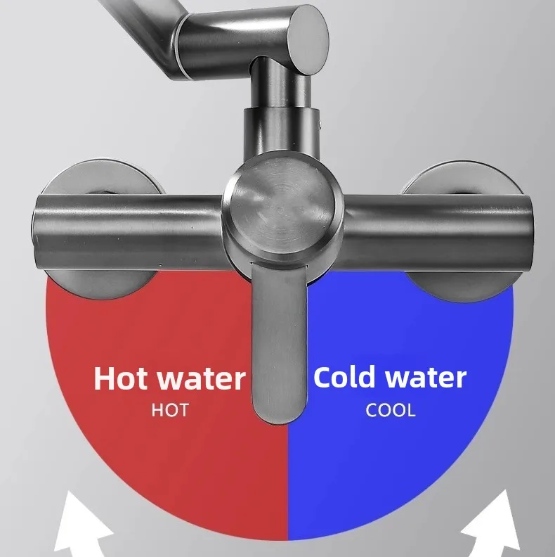 4 Mode Stainless Steel Wall Mounted Kitchen Faucet Bathroom Kitchen Sink Washbasins Cold Hot Water Mixer Tap 360 Degree