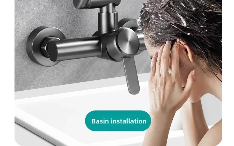 4 Mode Stainless Steel Wall Mounted Kitchen Faucet Bathroom Kitchen Sink Washbasins Cold Hot Water Mixer Tap 360 Degree