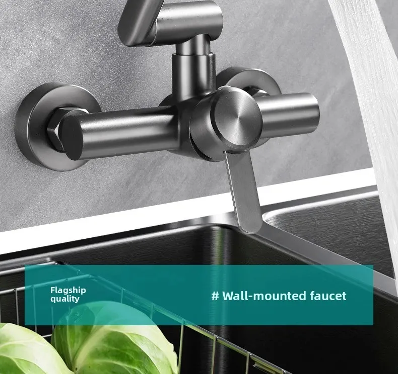4 Mode Stainless Steel Wall Mounted Kitchen Faucet Bathroom Kitchen Sink Washbasins Cold Hot Water Mixer Tap 360 Degree