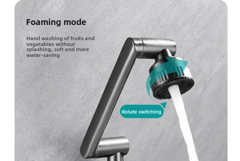 4 Mode Stainless Steel Wall Mounted Kitchen Faucet Bathroom Kitchen Sink Washbasins Cold Hot Water Mixer Tap 360 Degree