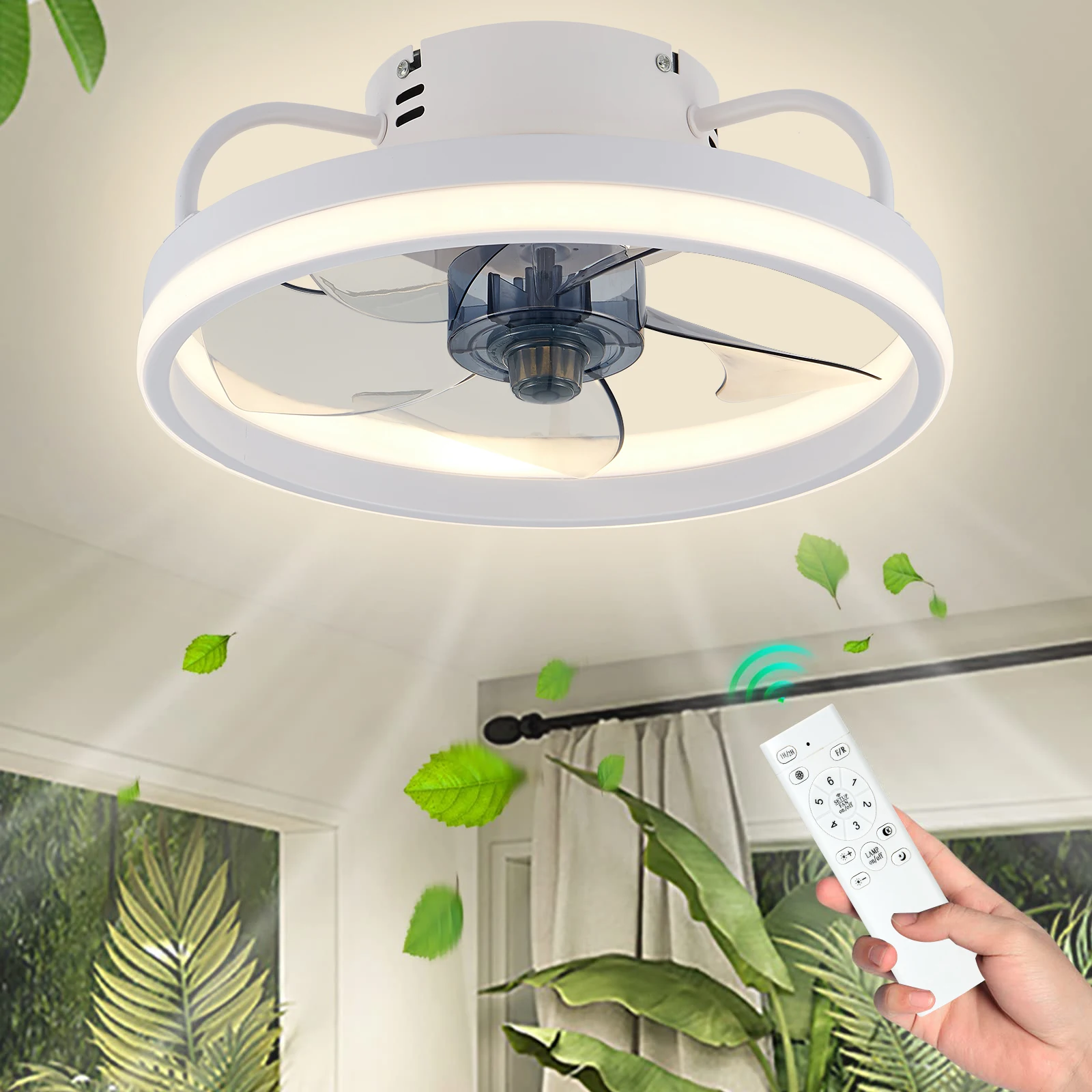55W Smart Ceiling Fan Fans With Lights Remote Control Bedroom Decor Ventilator Lamp 33cm Air Invisible Blades Silent 55W Smart Ceiling Fan Fans With Lights Remote Control Bedroom Decor Ventilator Lamp 33cm Air Invisible Blades Silent
