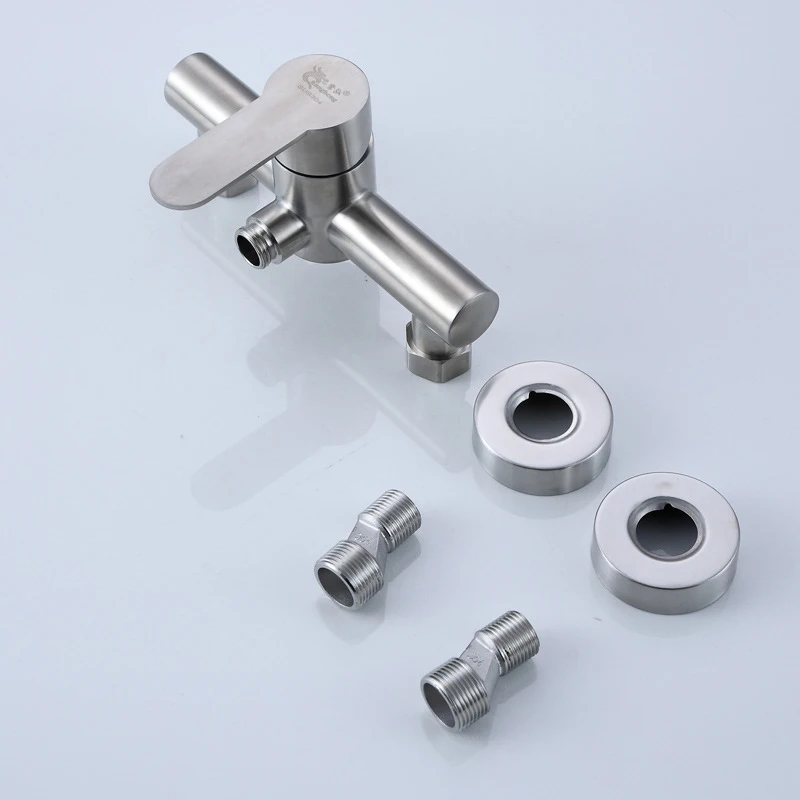 A silver stainless steel rain shower bath bath faucet, bathroom bathroom triple hot and cold faucet
