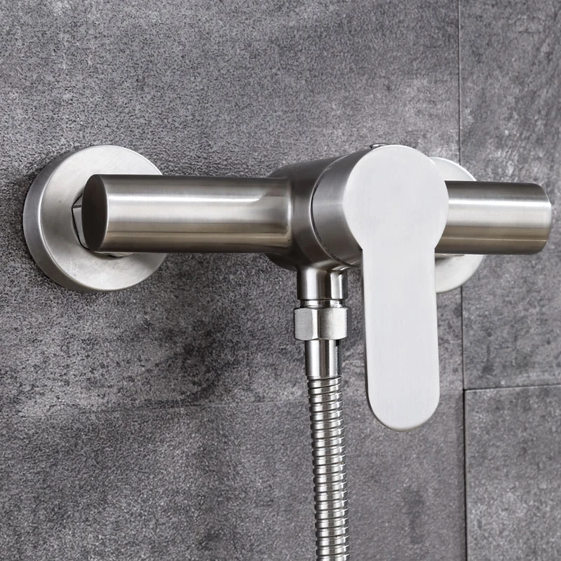 A silver stainless steel rain shower bath bath faucet, bathroom bathroom triple hot and cold faucet