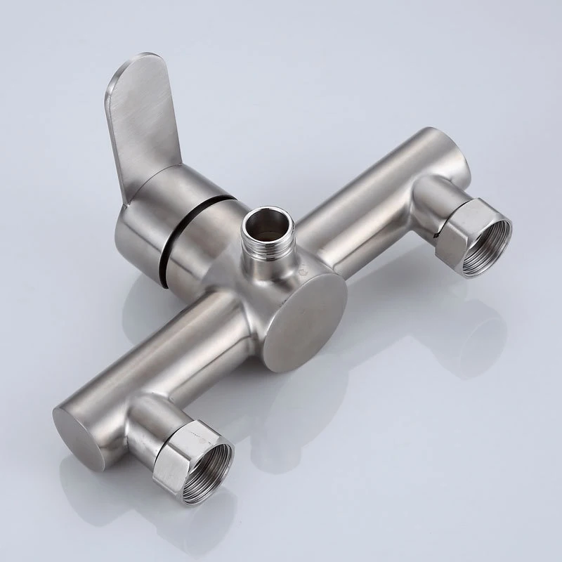 A silver stainless steel rain shower bath bath faucet, bathroom bathroom triple hot and cold faucet