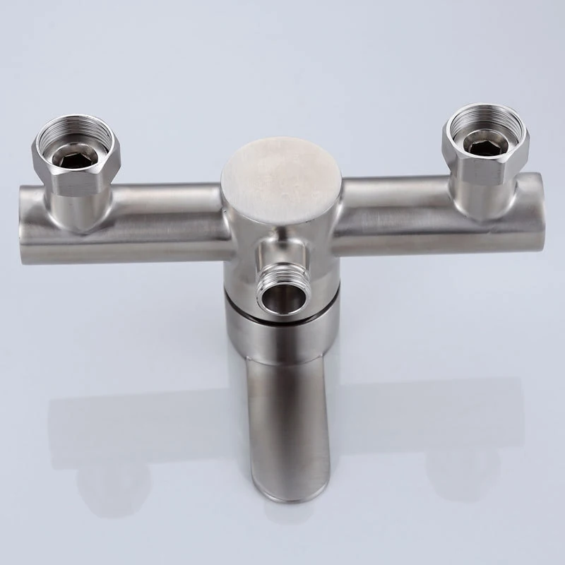 A silver stainless steel rain shower bath bath faucet, bathroom bathroom triple hot and cold faucet