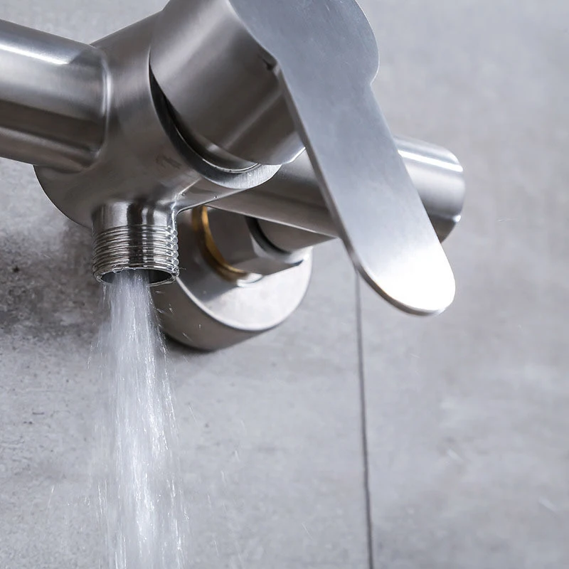 A silver stainless steel rain shower bath bath faucet, bathroom bathroom triple hot and cold faucet